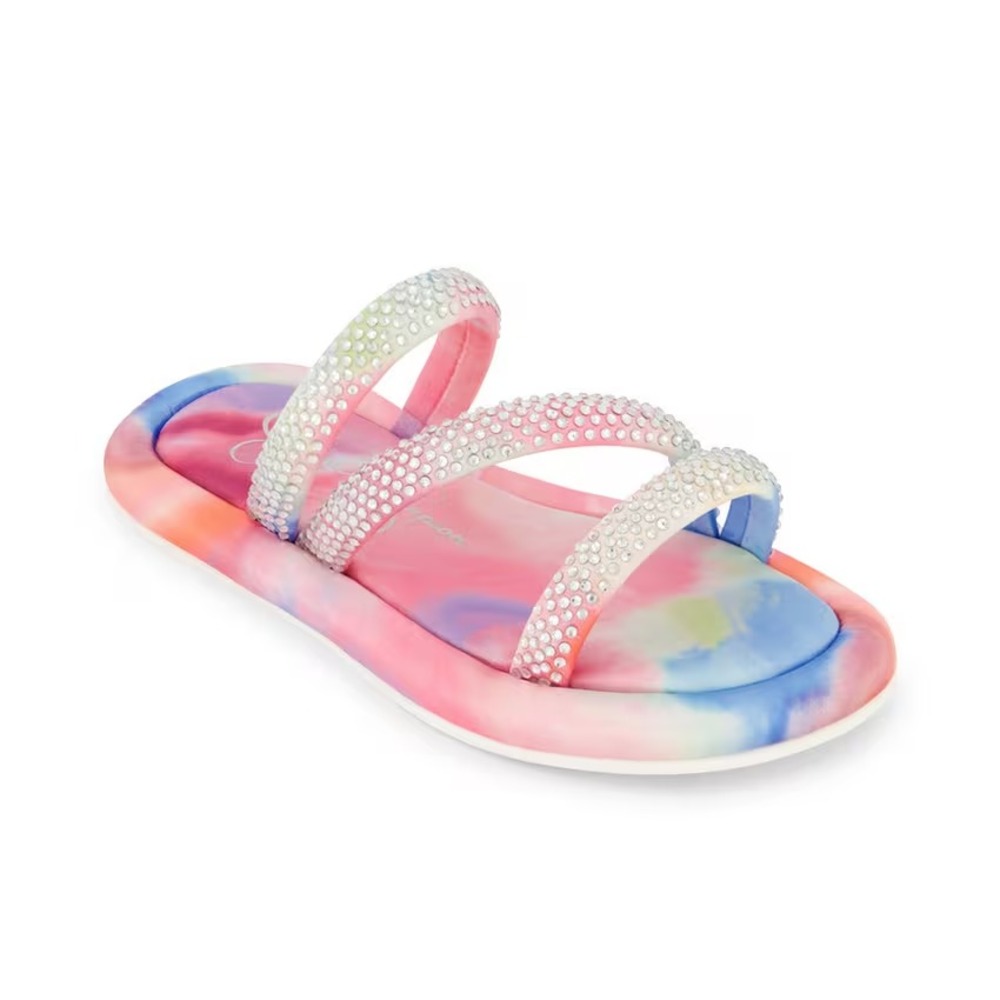 Jessica Simpson Girls Kaylen Tie Dye Rhinestone Strap Slide Sandals Size 2 NEW
